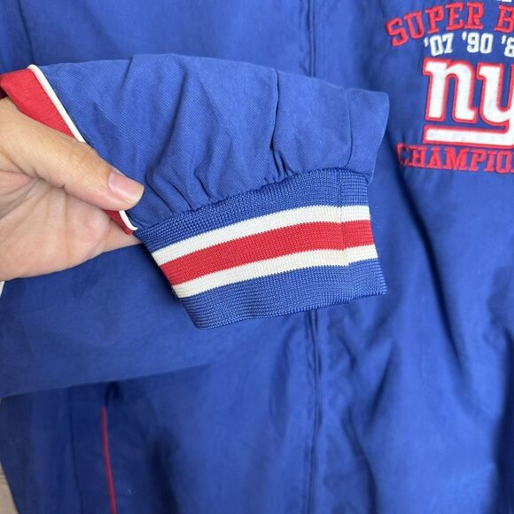 New York Giants NFL Blue Zip Front Jacket Three Time SUPERBOWL CHAMPS SZ Large - Picture 5 of 15